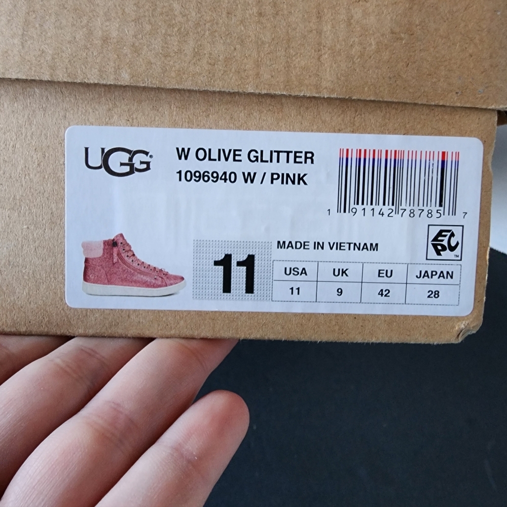✨️NIB✨️ Ugg Olive Pink Glitter High Top Shoes, Womens Size 11 - Picture 11 of 12